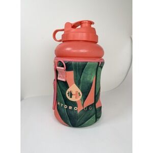 HydroJug Coral Orange Water Bottle And Tropical Leaves Sleeve  73oz‎ Jug